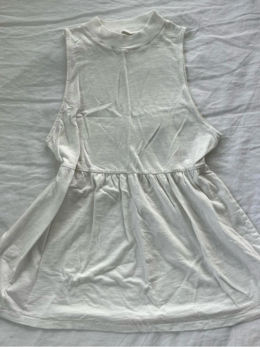 American Eagle Outfitters White Sleeveless Peplum Tank